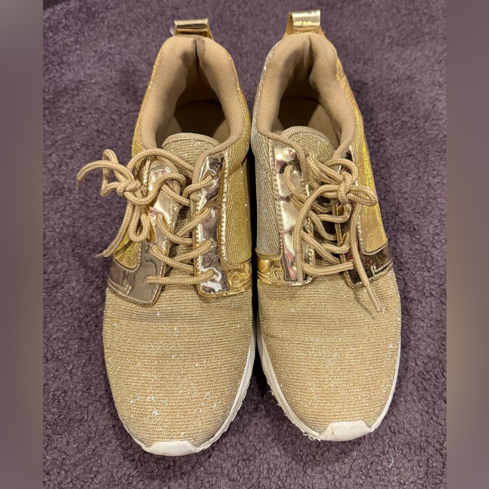 Primark Gold Sparkle Sneakers Size 10